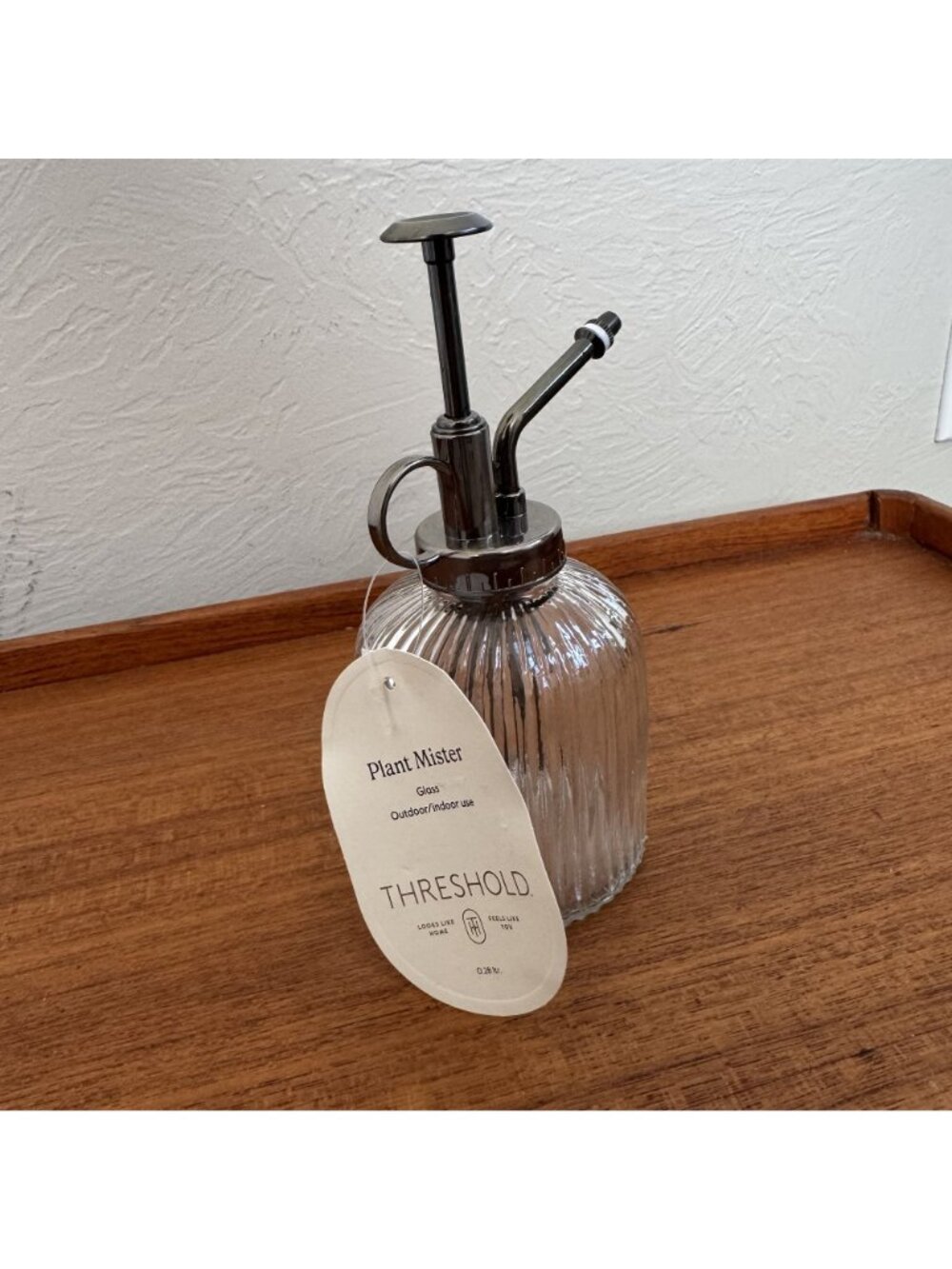 Threshold Ribbed Glass Plant Mister - Clear Glass with Black Metal Pump - NWT - Picture 2 of 4